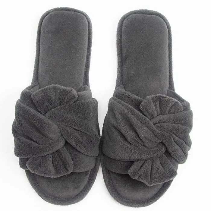 Roxoni Women's Indoor Twist Ribbon Plus Open Toe House Slippers